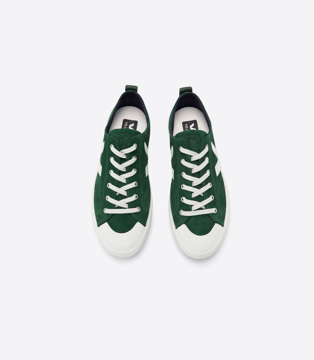 Veja Trainers Womens Green/White - Nova Suede - WBGZ-90173